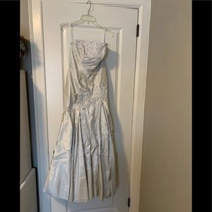 Champagne/ ivory taffeta beading gown w/shawl